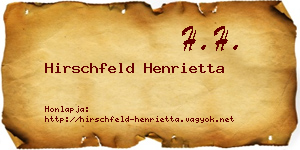 Hirschfeld Henrietta névjegykártya